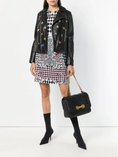 Shop Versace Icon Quilted Shoulder Bag In Black