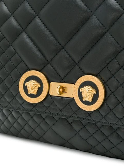 Shop Versace Icon Quilted Shoulder Bag In Black