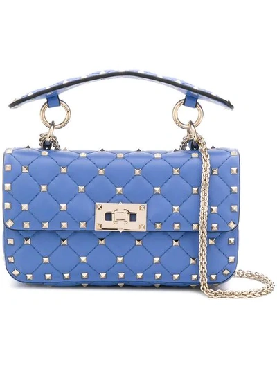 Shop Valentino Garavani Rockstud Small Shoulder Bag In Blue