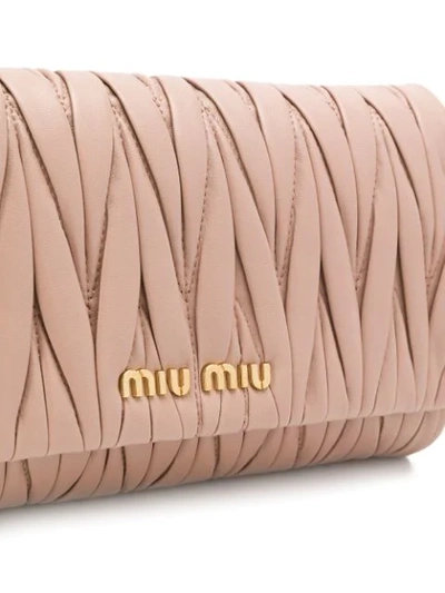 Shop Miu Miu Matelassé Nappa Leather Shoulder Bag In Brown