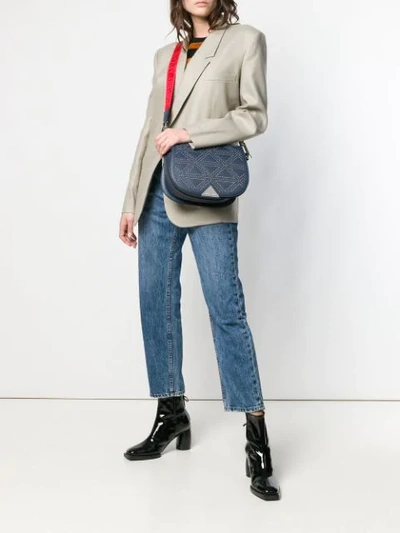 Shop Emporio Armani Studded Shoulder Bag In Blue