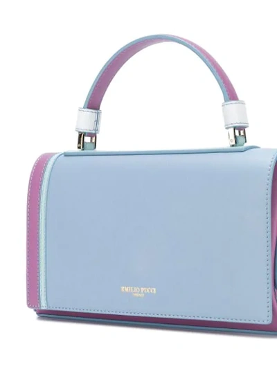 Shop Emilio Pucci Blockcolour Flap Tote Bag - Blue