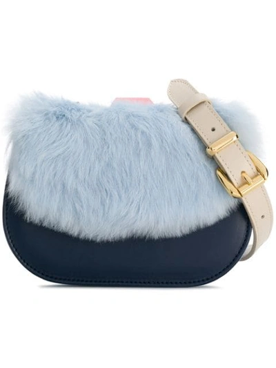 ÂME MOI NAOMI BELT BAG WITH RABBIT FUR - 蓝色