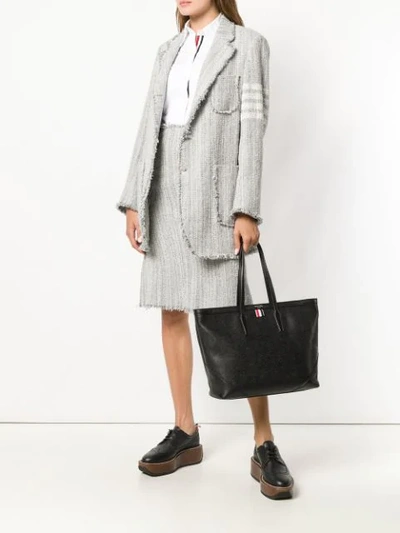 Shop Thom Browne Textured Large Shopper Tote In 001 Black