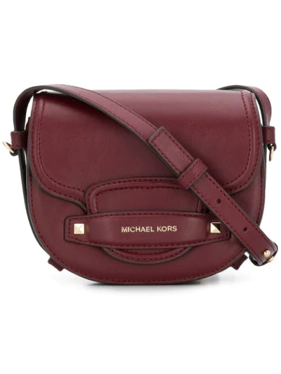 Shop Michael Michael Kors Carry Small Saddle Bag In 610 Oxblood