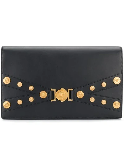 Shop Versace Medusa Clutch In Black