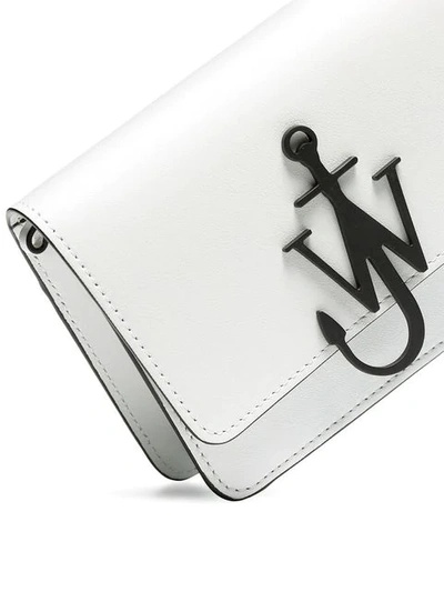 JW ANDERSON WHITE AND BLACK ANCHOR LOGO MINI LEATHER CROSS BODY BAG - 白色