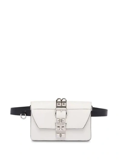 Shop Prada Elektra Leather Belt Bag In White