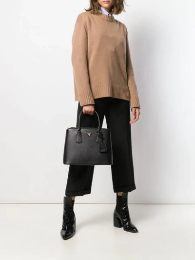 Shop Prada Galleria Saffiano Leather Handbag - Black
