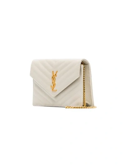 Shop Saint Laurent Monogram Leather Crossbody Bag In White