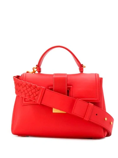 Shop Bottega Veneta Intrecciato Weave Strap Shoulder Bag In Red