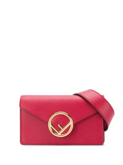 Shop Fendi F Logo Plaque Belt Bag In Red