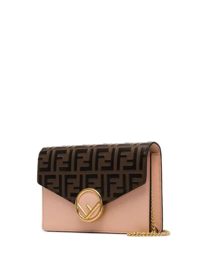 FENDI FF PATTERN SHOULDER BAG - 粉色