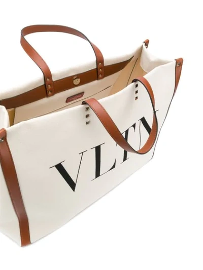 Shop Valentino Vltn Shopping Bag In Neutrals