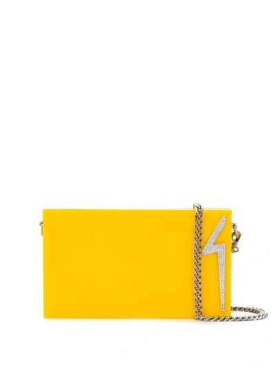 Shop Giuseppe Zanotti G-logo Clutch Bag In Yellow