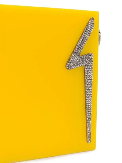 Shop Giuseppe Zanotti G-logo Clutch Bag In Yellow