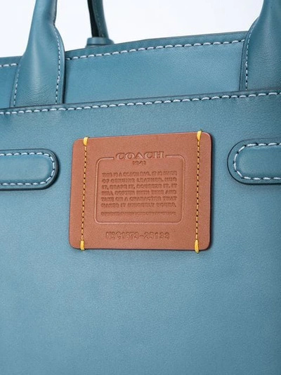 Coach Mixed Leather Double Swagger Satchel In Blue