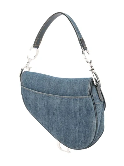 Pre-owned Dior Christian  Patched Saddle Hand Bag In Blue