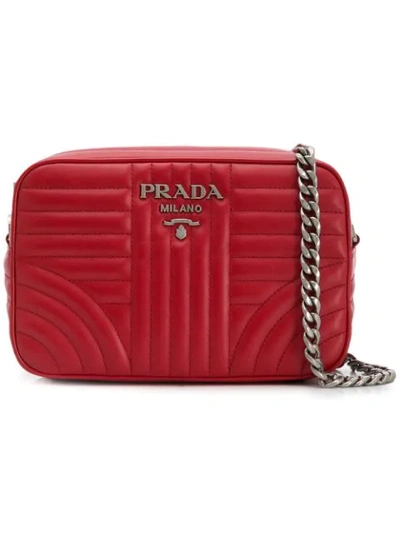 Shop Prada Quilted-effect Shoulder Bag In Red