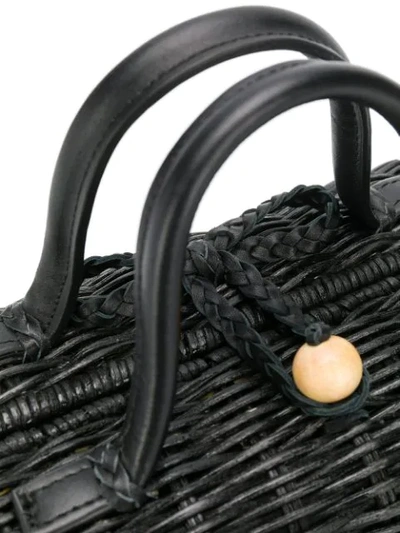 Shop Ulla Johnson Woven Top-handle Tote In Black