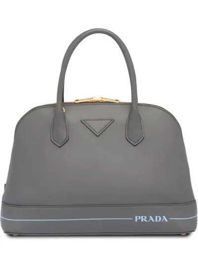 Shop Prada Mirage Large Leather Bag In Grey