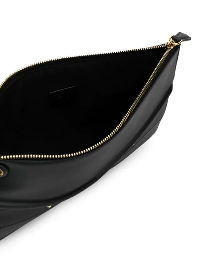 Shop Fendi Zipped Appliqué Clutch Bag In Black