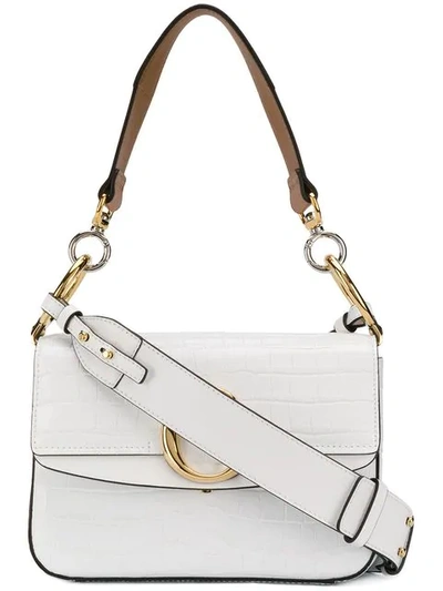 Shop Chloé C Double Shoulder Bag In White