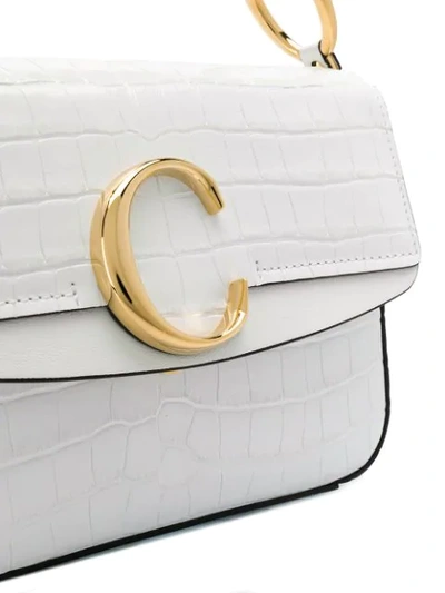 Shop Chloé C Double Shoulder Bag In White