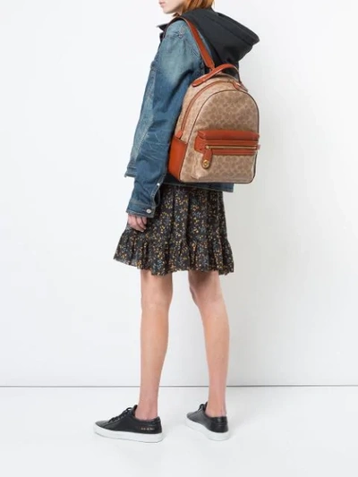 Shop Coach Signature Canvas Campus Backpack In Brown