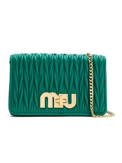 Shop Miu Miu Matelassé 2way Bag - Green