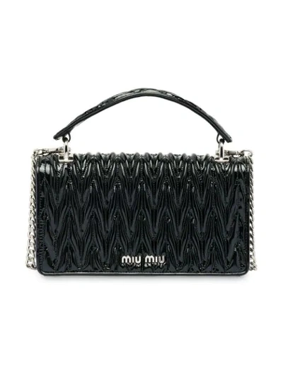 Shop Miu Miu Miu Cleo Patent Leather Shoulder Bag In Black