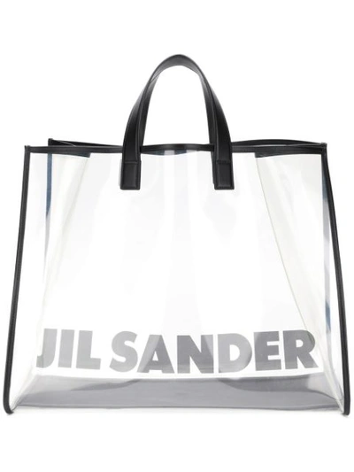 Jil Sander Logo Printed Tote Bag In Black ModeSens