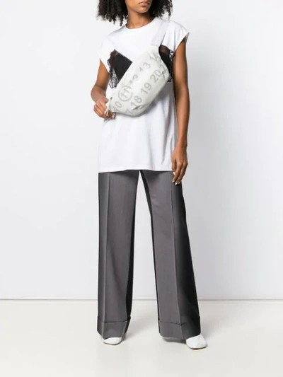 Shop Maison Margiela Logo Embellished Belt Bag In White