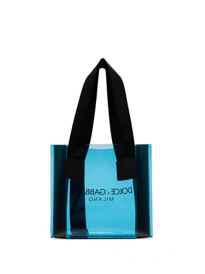 Shop Dolce & Gabbana Logo Print Tote Bag In Blue