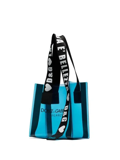 Shop Dolce & Gabbana Logo Print Tote Bag In Blue