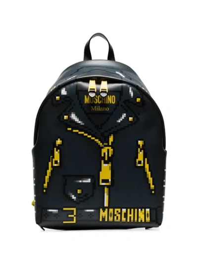 Shop Moschino Pixelated Jacket Print Backpack In Black