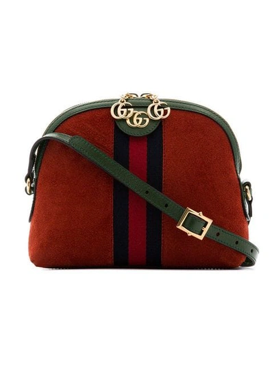 Shop Gucci Red Ophidia Suede Cross Body Bag