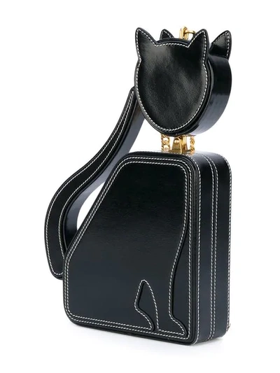 Thom Browne Cat Icon Calfskin Clutch Bag In Black