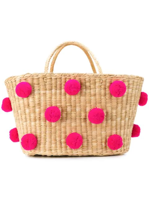 woven pom pom bag