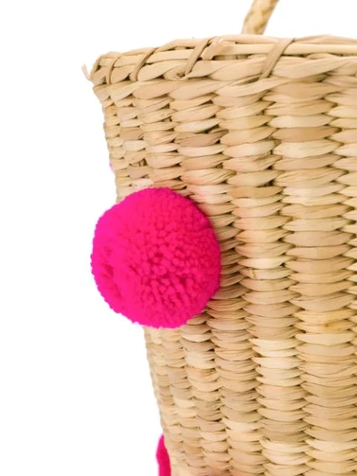 Shop Nannacay Woven Pom Pom Bag In Neutrals