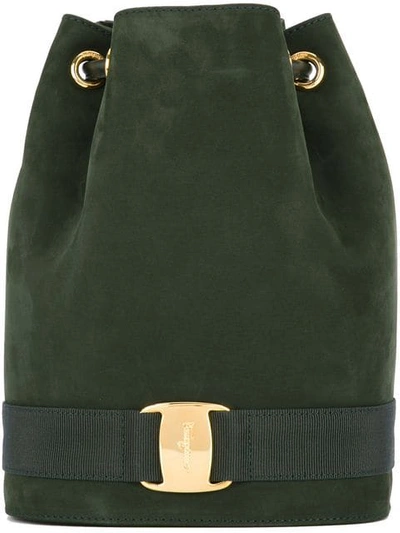 Pre-owned Ferragamo Vara Backpack In Green