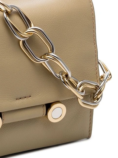 Shop Marni Nude Medium Chain Strap Leather Shoulder Bag In Neutrals