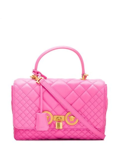 Shop Versace Gesteppte 'icon' Schultertasche - Rosa In Pink
