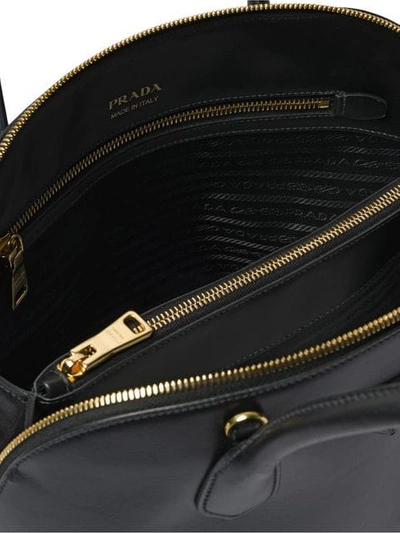 Shop Prada Logo Stamped Tote In F0002 Black