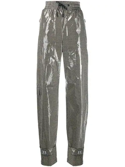 Shop Off-white Shiny Gingham Trousers In Neutrals