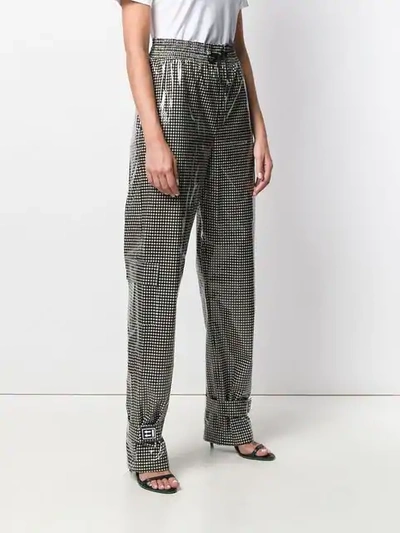 Shop Off-white Shiny Gingham Trousers In Neutrals