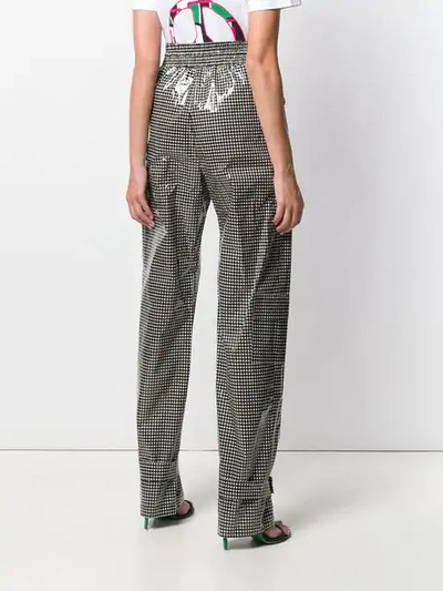 Shop Off-white Shiny Gingham Trousers In Neutrals