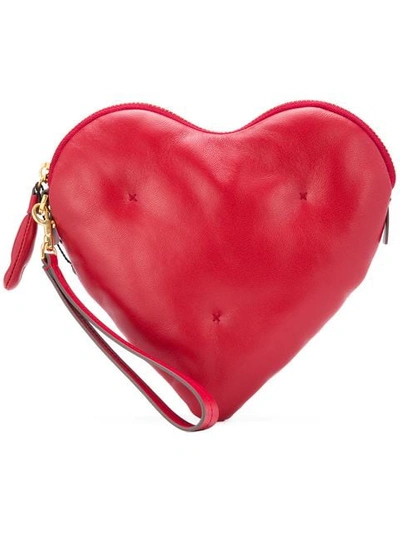 Shop Anya Hindmarch Chubby Heart Clutch Bag - Red