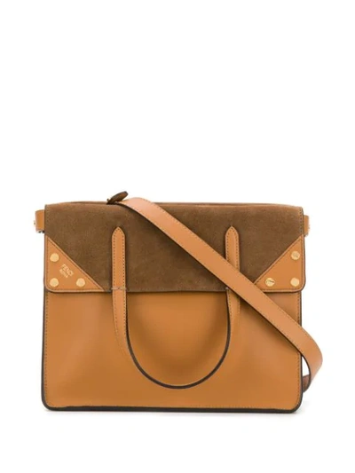 Shop Fendi Small  Flip Tote Bag In F15wd Nocciola+marrone+oro Soft