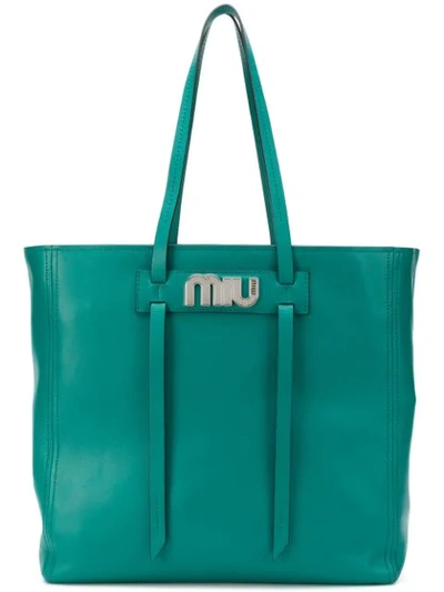 Shop Miu Miu Square Tote Bag - Green